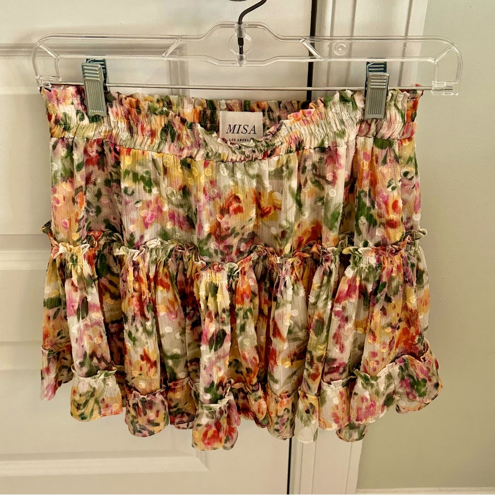 Misa Los Angeles Floral Ruffle Mini Skirt